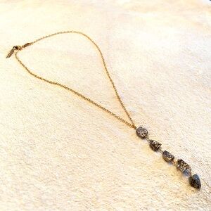 NWT Artisan Crafted Pyrite Stone Drop Chain Necklace Handmade in California NEW